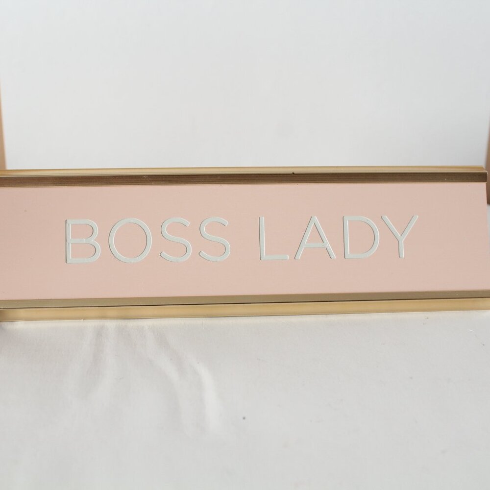 Boss Lady Desk Plate/Sign Pink/Gold Retro Look